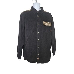 Legendary Whitetails Buck Camp Flannel‎ Shirt Camo Trim Button Up LT